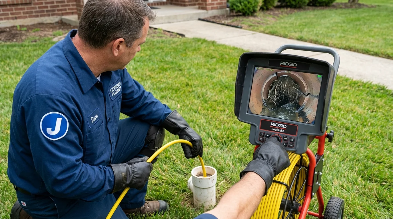 Sewer camera inspection being performed by Johns Plumbing LLC in East Bernard